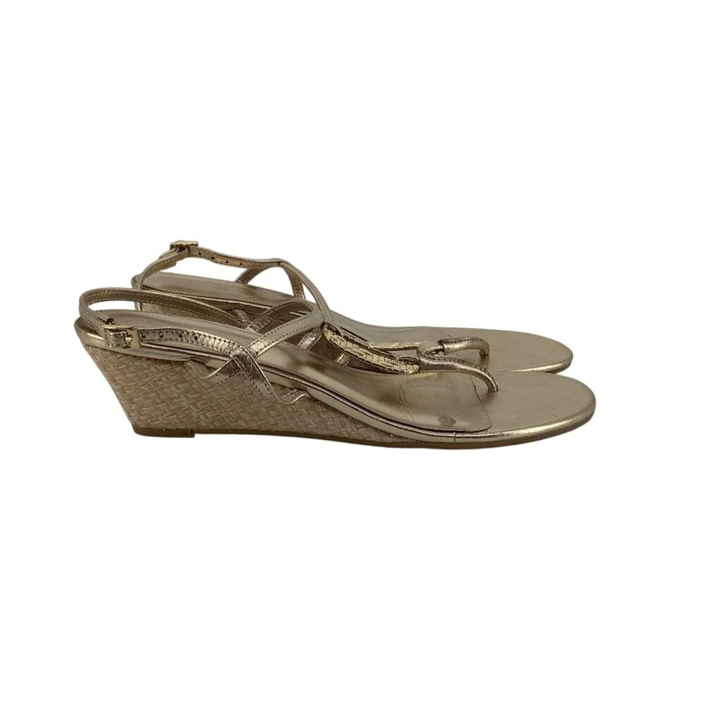 Lilly Pulitzer Good As Gold Metallic Wedges Espadrilles Sandals Women’s 10 - Picture 2 of 5